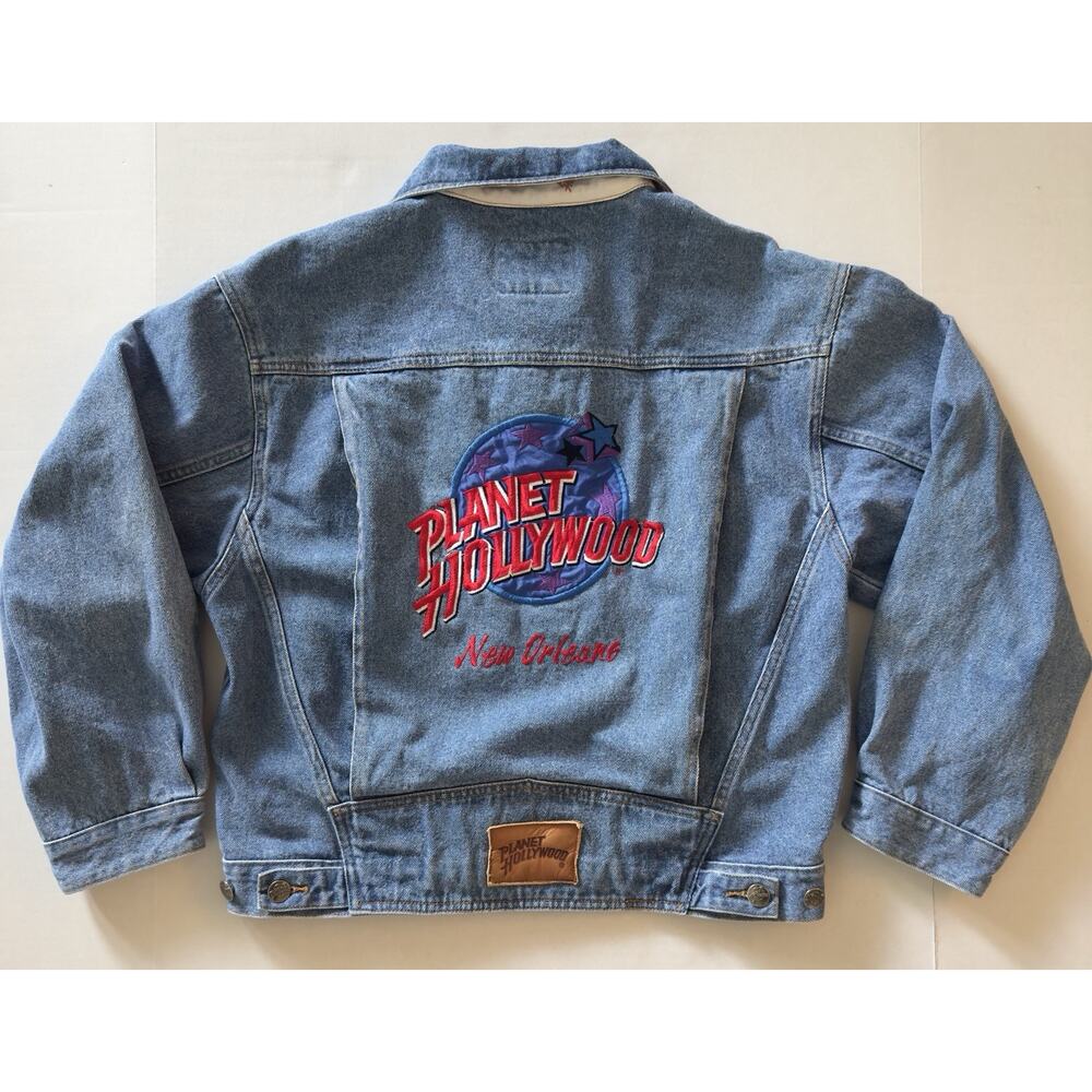Planet Hollywood Jacket Mens Small Blue Denim Trucker New Orleans Vintage 90s